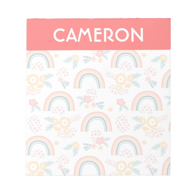 Colourful Floral Rainbow Pattern Notepad (Front)