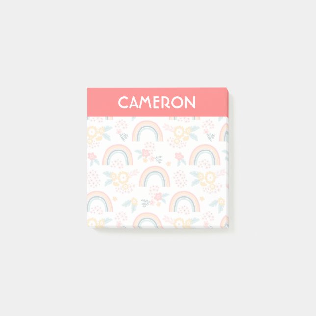 Colourful Floral Rainbow Pattern Post-it Notes (Front)