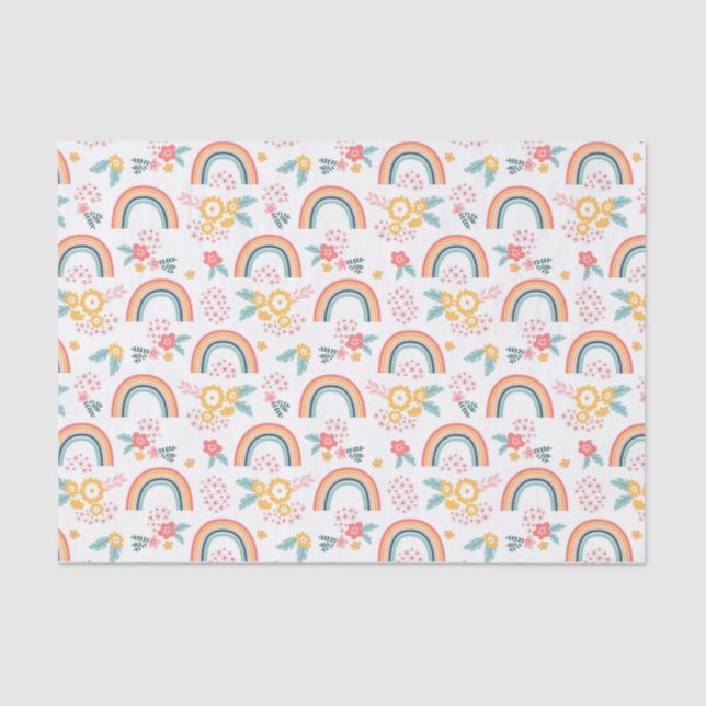 Colourful Floral Rainbow Pattern Tissue Paper (Front)
