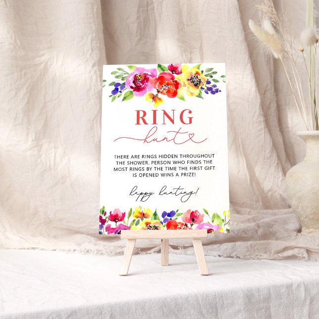 Colourful Floral Ring Hunt Bridal Shower Game Poster (Creator Uploaded)