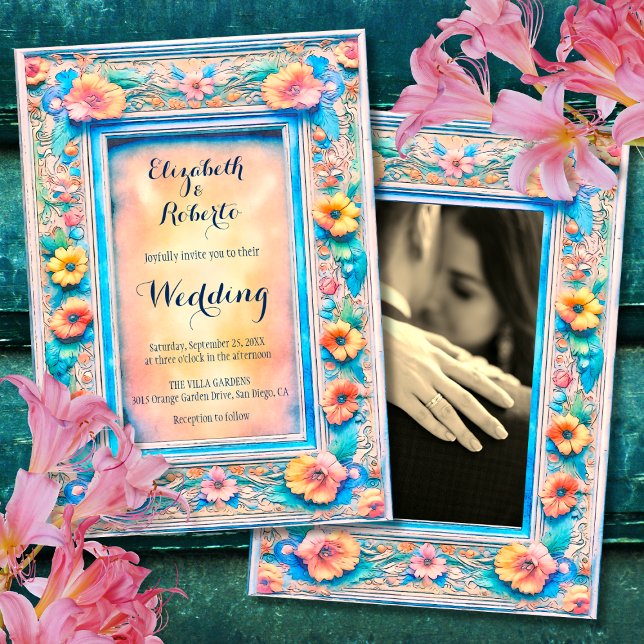 Colourful Floral Romantic Fiesta Mexican Wedding Invitation (Creator Uploaded)