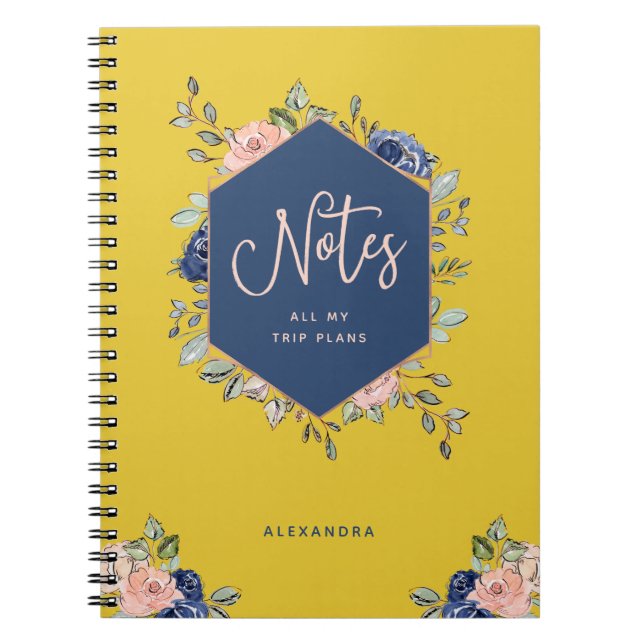 Colourful Floral | Rose Gold Geometric Notebook (Front)