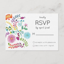 Colourful Floral RSVP Card