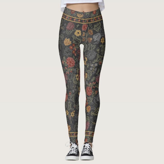 Colourful Floral Rug Pattern Leggings (Front)