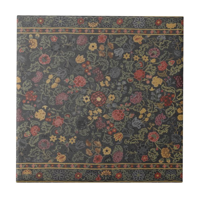 Colourful Floral Rug Pattern Tile (Front)