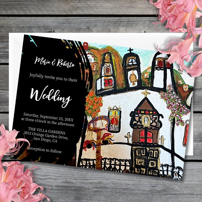 Colourful Floral Rustic Church Mexican Wedding Invitation (Creator Uploaded)