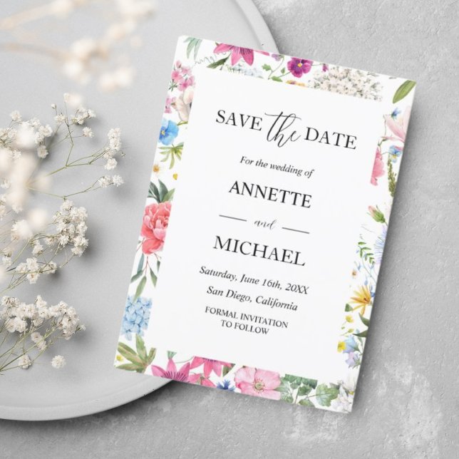 Colourful Floral save the date  Invitation (Creator Uploaded)