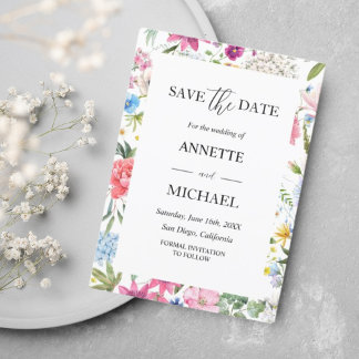 Colourful Floral save the date  Invitation