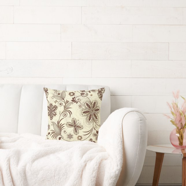 Colourful Floral Seamless Pattern Cushion (Couch)