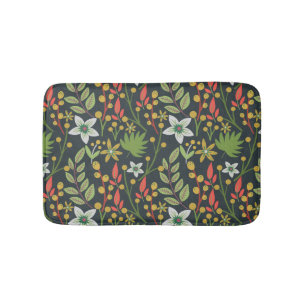 Colourful floral seamless pattern flowers and leav bath mat