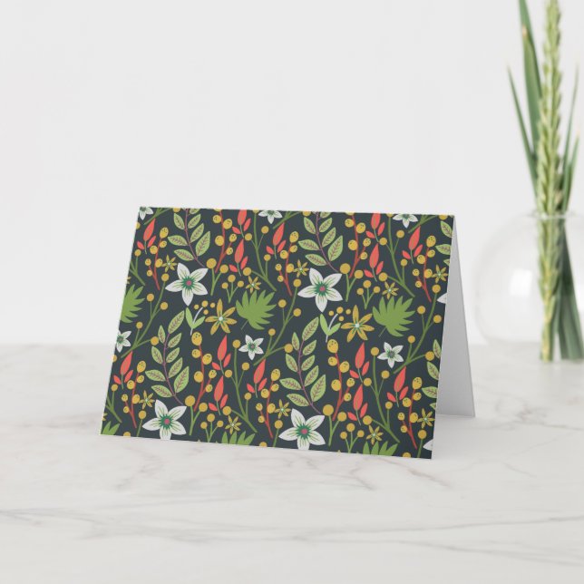 Colourful floral seamless pattern flowers and leav card (Front)