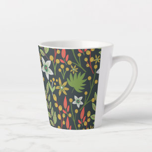 Colourful floral seamless pattern flowers and leav latte mug