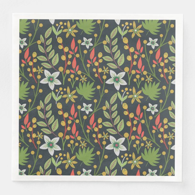 Colourful floral seamless pattern flowers and leav napkin (Front)