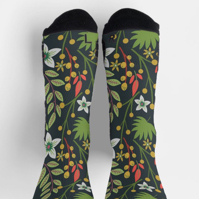 Colourful floral seamless pattern flowers and leav socks (Top)