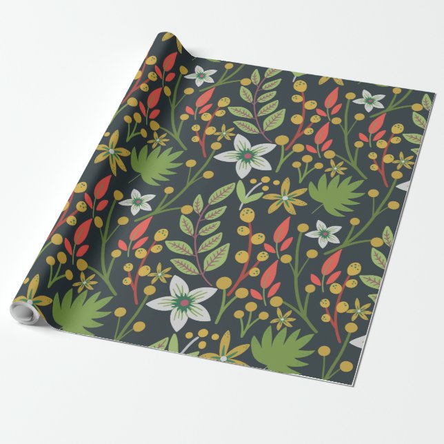 Colourful floral seamless pattern flowers and leav wrapping paper (Unrolled)