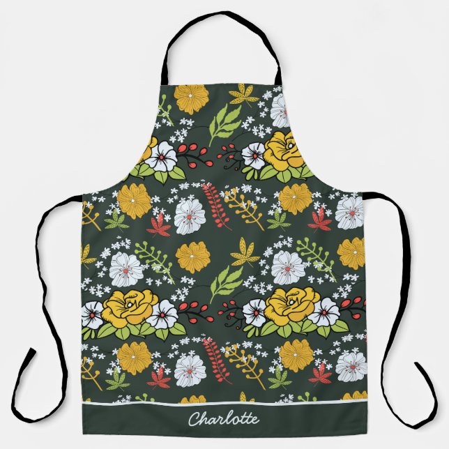 Colourful floral seamless pattern personalised nam apron (Front)