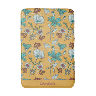Colourful floral seamless pattern personalised nam bath mat