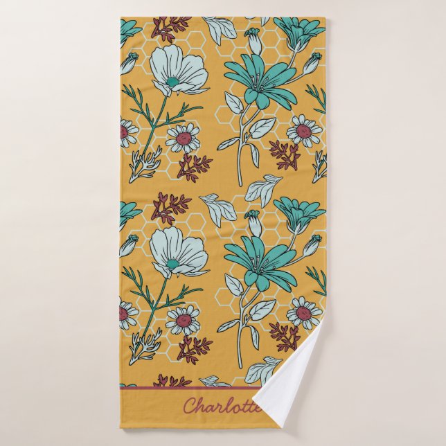 Colourful floral seamless pattern personalised nam bath towel (Bath Towel)