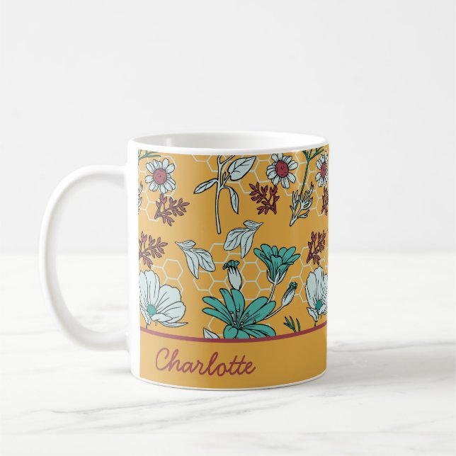 Colourful floral seamless pattern personalised nam coffee mug (Left)