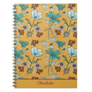 Colourful floral seamless pattern personalised nam notebook