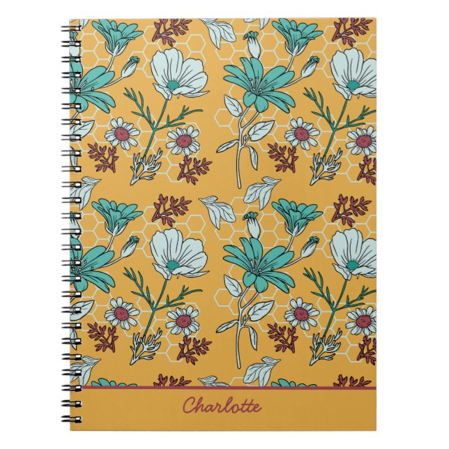 Colourful floral seamless pattern personalised nam notebook (Front)