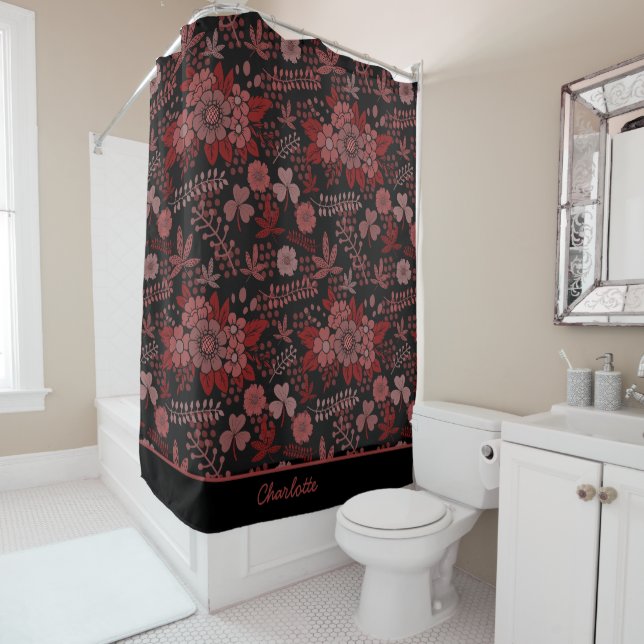 Colourful floral seamless pattern personalised nam shower curtain (In Situ)