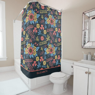 Colourful floral seamless pattern personalised nam shower curtain