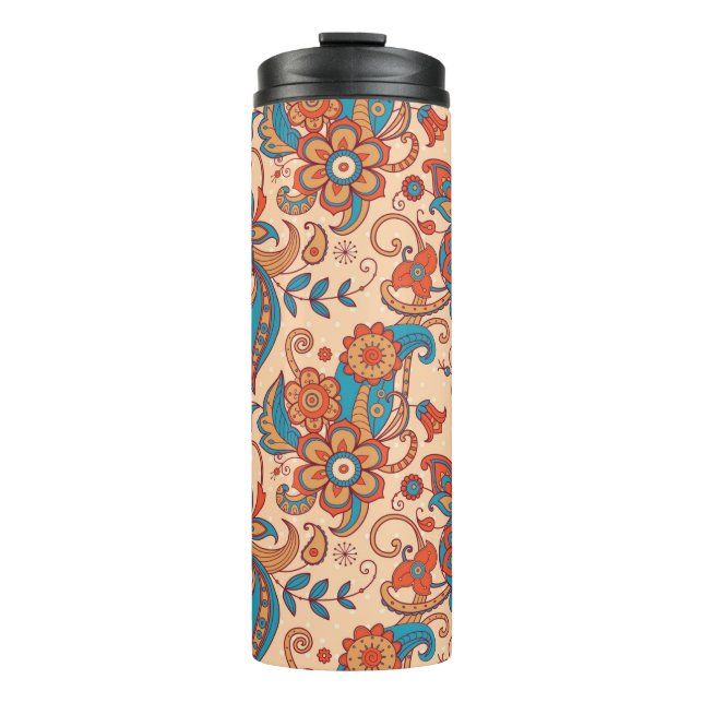 Colourful floral seamless pattern thermal tumbler (Front)