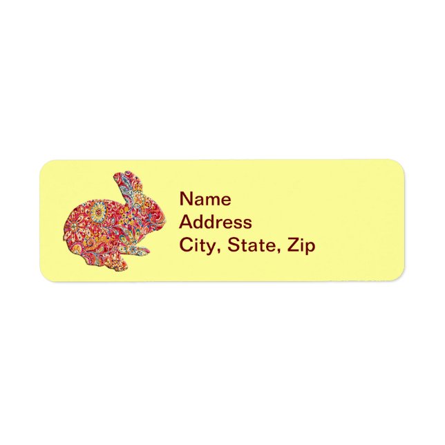 Colourful Floral Silhouette Bunny Address Labels (Front)