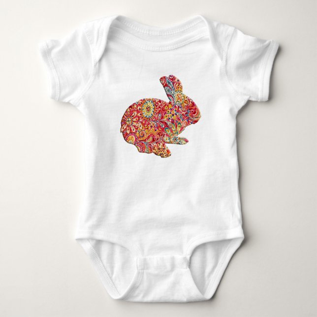Colourful Floral Silhouette Easter Bunny Creeper (Front)