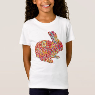 Colourful Floral Silhouette Easter Bunny Shirt