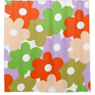 Colourful Floral Simple Tropical Flower Pattern Shower Curtain
