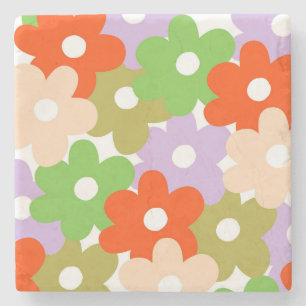 Colourful Floral Simple Tropical Flower Pattern  Stone Coaster
