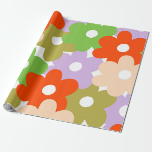 Colourful Floral Simple Tropical Flower Pattern  Wrapping Paper