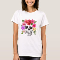 Colourful Floral Skull WOMEN'S T SHIRT