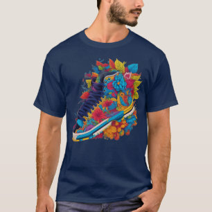 Colourful Floral Sneaker Head Artwork T-Shirt