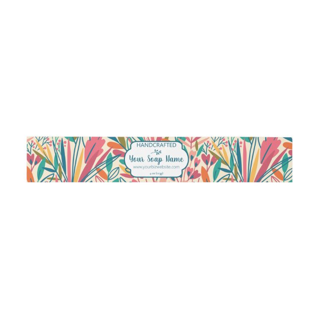 Colourful Floral Soap Wrap Around Invitation Belly Band (Flat)