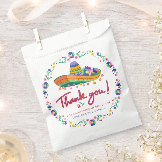 Colourful Floral Sombrero Fiesta Baby Shower Favour Bags (Clipped)