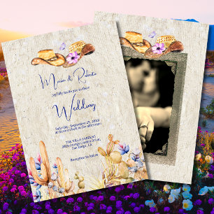 Colourful Floral Sombreros Photo Mexican Wedding Invitation