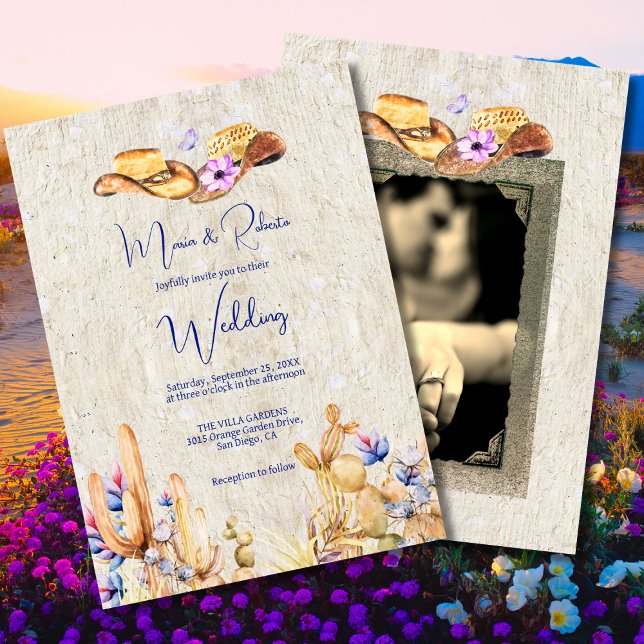 Colourful Floral Sombreros Photo Mexican Wedding Invitation (Creator Uploaded)