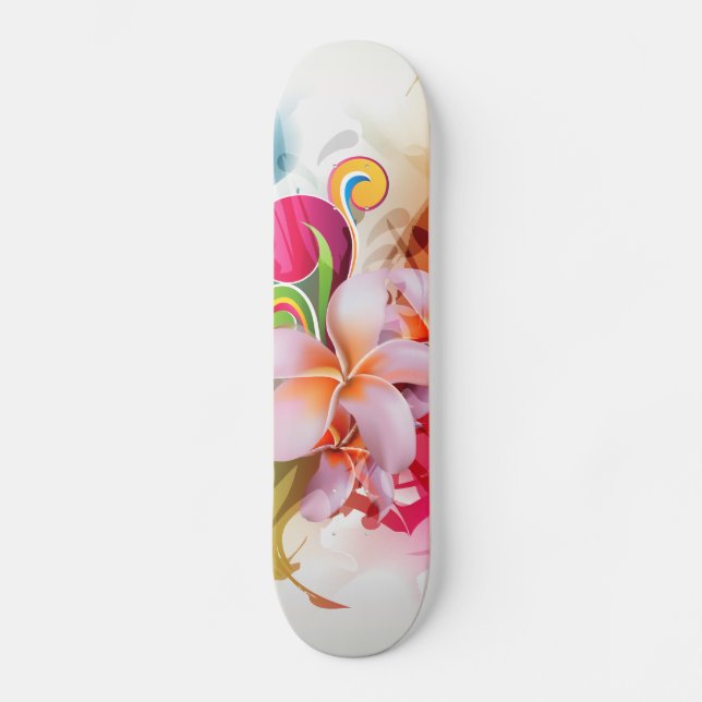 Colourful Floral Splash Skateboard (Front)