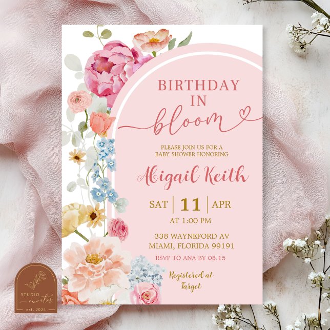 Colourful Floral Spring Baby in Bloom Invitation (Creator Uploaded)