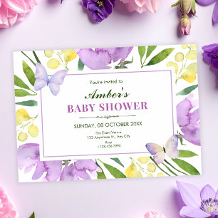 Colourful floral spring baby shower invitation