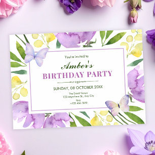 Colourful floral spring birthday invitation