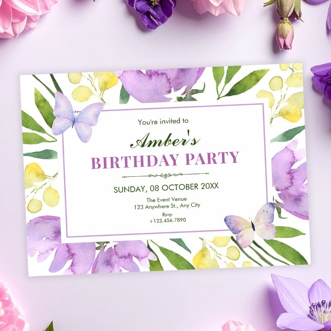 Colourful floral spring birthday invitation (Creator Uploaded)
