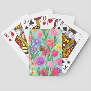 Colourful Floral/Spring Rose Playing Cards