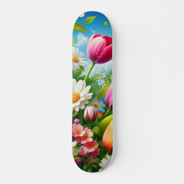 Colourful floral/spring Skateboard (Front)