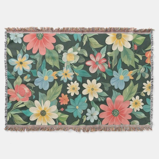 Colourful Floral/Spring  Throw Blanket (Front)