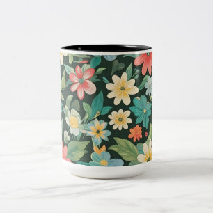 Colourful Floral/Spring Two-Tone Coffee Mug