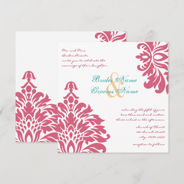 Colourful Floral Spring Wedding Invitation (Front/Back)